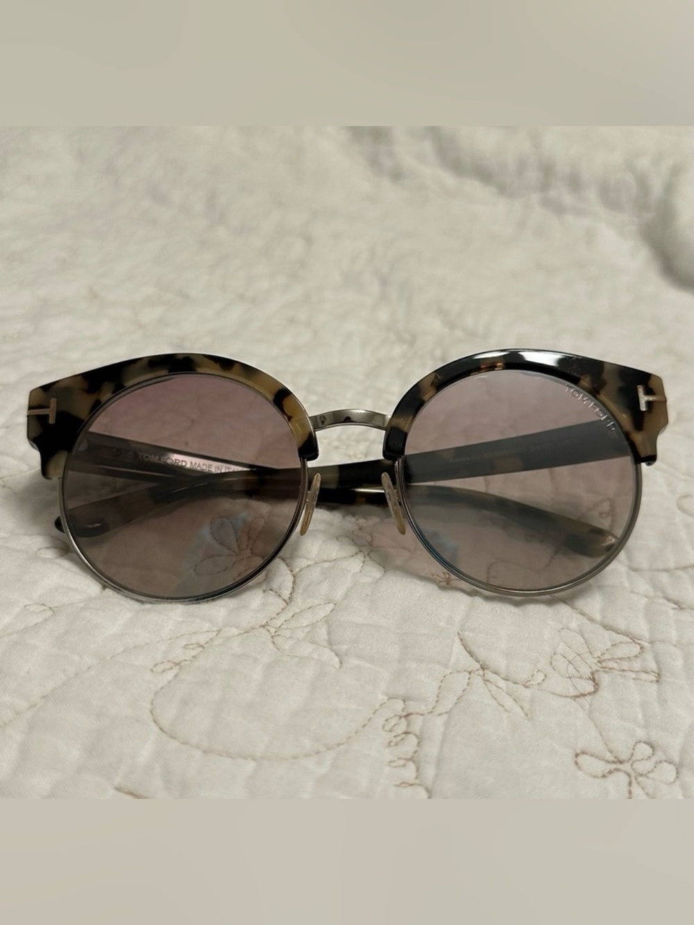 Tom Ford Alissa TF608 Oversized Round Sunglasses Light Havana 56G